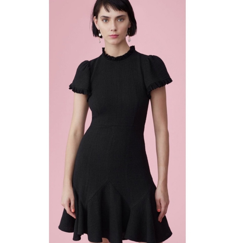 Rebecca Taylor • Clare Short Sleeve Tweed Dress in Black - Picture 4 of 12